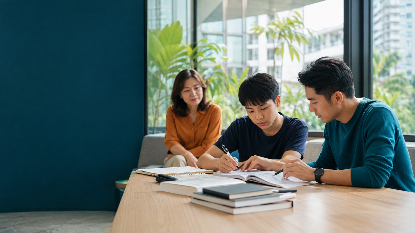 学生在教师指导下进行英语和数学学习